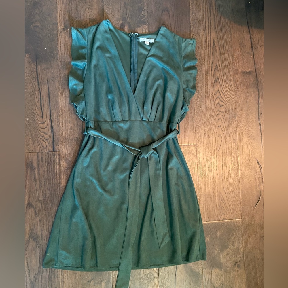 Emerald green faux suede dress